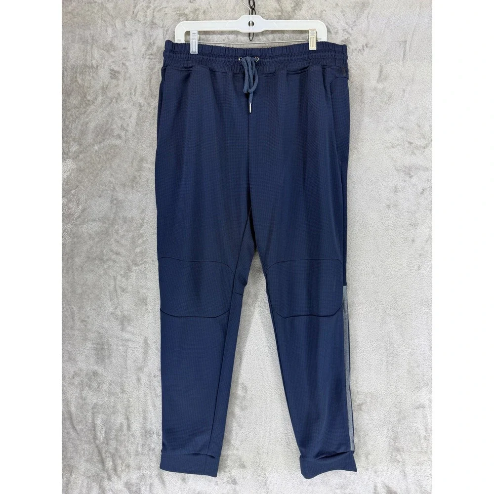 2(X)IST Mens‎ Navy Blue Textured Tapered Jogger Pants XL Drawstring Activewear
